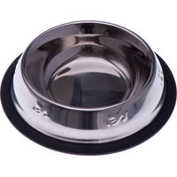 Produktbild von zooplus Exclusive Edelstahl Futternapf mit Katzenmotiv rutschfest 2er Set Grau Silber 2 x 200 ml - 2 x 200 ml