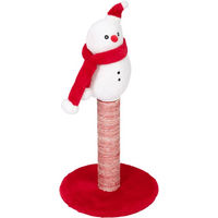 Produktbild von zooplus Exclusive Kratzstamm Schneemann Kratzsäule aus Plüsch Rot Weiß