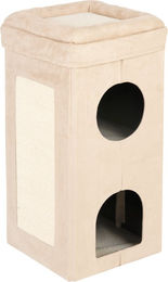 Produktbild von zooplus Faltbarer Katzenturm Soft’n Scratchy in Beige Weiß Grau mit Sisal