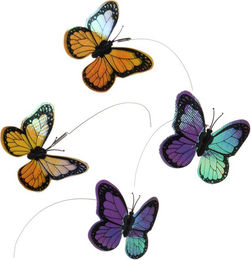 Produktbild von zooplus Funny Butterfly Ersatz Schmetterlinge aus Kunststoff in Bunt Lila Gelb 4 Stück
