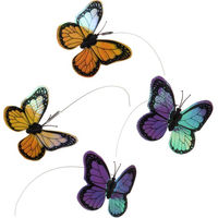 Produktbild von zooplus Funny Butterfly Ersatz Schmetterlinge aus Kunststoff in Bunt Lila Gelb 4 Stück
