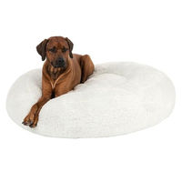 Produktbild von zooplus Hundebett Flocke Kombi-Paket mit Ersatzbezügen für große Rassen Weiß und Grau Durchmesser 125 cm