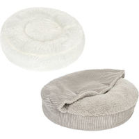 Produktbild von zooplus Hundebett Flocke mit Ersatzbezügen und Kuscheldecke für große Rassen und Senioren, Grau/Weiß, Ø 90 x 20 cm