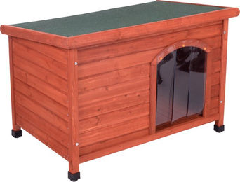 Produktbild von zooplus Hundehütte aus Holz mit Flachdach in Größe M und wasserfester Eigenschaft
