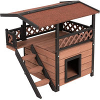 Produktbild von zooplus Hundehütte Maisonette aus Holz in Braun und Rot L 77 x B 56,4 x H 72,4 cm