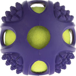 Produktbild von zooplus Hundespielzeug 2in1 Gummi-Tennisball Set in Lila und Gelb