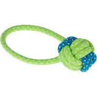Produktbild von zooplus Hundespielzeug Limoen Ball und Seil aus Baumwolle für Welpen und kleine bis mittlere Hunde zur Zahnpflege