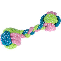 Produktbild von zooplus Hundespielzeug Limoen Knochen aus Baumwolle für Welpen zur Zahnpflege in Blau und Bunt ca. 6 x 18 cm