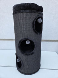 Zooplus Katzen Kratztonne Diogenes L Schwarz Grau mit Sisal – Bild 1 von 9