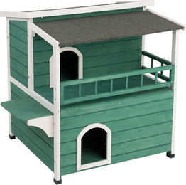 Produktbild von zooplus Katzenhaus mit Sonnendach aus Holz wasserdicht L 91,5 x B 71 x H 82 cm