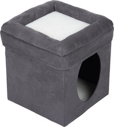 Produktbild von zooplus Katzenhöhle faltbarer Würfel aus Polyester in Grau und Weiß 39 x 39 x 42 cm