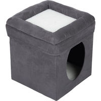Produktbild von zooplus Katzenhöhle faltbarer Würfel aus Polyester in Grau und Weiß 39 x 39 x 42 cm