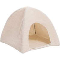 Produktbild von zooplus Katzenhöhle Kuschelzelt aus Polyester in Beige und Weiß L 43,5 x B 43,5 x H 40 cm