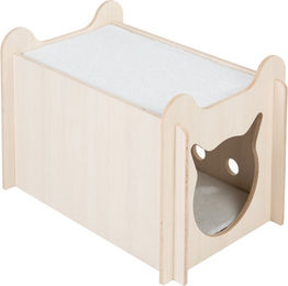 Produktbild von zooplus Katzenhöhle Peekaboo aus Holz in Beige Weiß Natur 61 x 40 x 40 cm