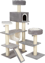 Produktbild von zooplus Kratzbaum Knusperhäuschen XXL mit Leiter in Hellgrau mit Sisal für Katzen aller Altersstufen