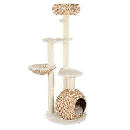 zooplus Kratzbaum Laguna in Beige mit Bananenblatt-Schlafplätzen und 160 cm Höhe – Bild 1 von 10