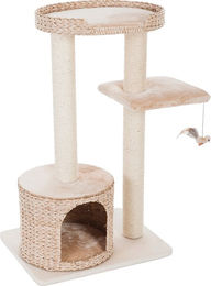 zooplus Kratzbaum Natural Home II aus Wasserhyazinthe und Echtholz in Beige mit Kuschelhöhle und Sisalstämmen, Höhe 99,5 cm – Bild 1 von 3