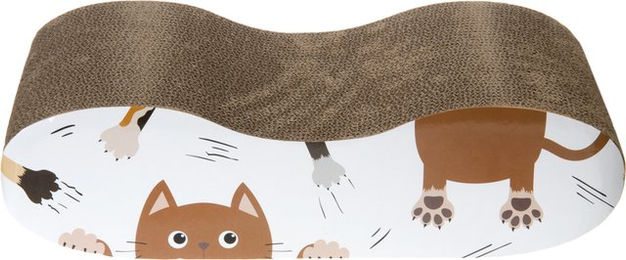 Produktbild von zooplus Kratzbrett Cat Lounge aus Kratzpappe für Katzen in Braun und Bunt L 48 x B 24 x H 13 cm