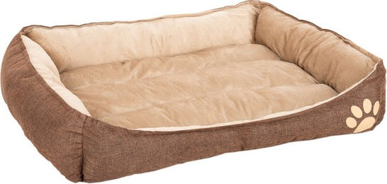 Produktbild von zooplus Kuschelbett Basic Hundebett und Katzenbett aus Polyester Braun Beige L 90 x B 63 x H 18 cm