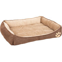 Produktbild von zooplus Kuschelbett Basic Hundebett und Katzenbett aus Polyester Braun Beige L 90 x B 63 x H 18 cm