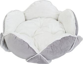 Produktbild von zooplus Kuschelbett Blossom Katzenkissen und Hundekissen in Weiß und Grau Ø 50 cm x H 20 cm