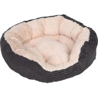 Produktbild von ZOOPLUS Kuschelbett Cozy Cord Hundebett aus Cord in Grau mit hohem Rand und abgesenktem Einstieg Größe S 51 x 43 x 15 cm