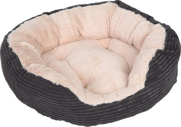 ZOOPLUS Kuschelbett Cozy Cord Hundebett aus Cord mit hohem Rand und abgesenktem Einstieg Dunkelgrau Größe M 63 x 53 x 15 cm – Bild 1 von 8
