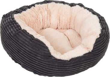 ZOOPLUS Kuschelbett Cozy Cord Hundebett aus Cord mit hohem Rand und abgesenktem Einstieg in Grau L 81 x B 63 x H 18 cm – Bild 1 von 8