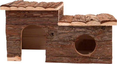 zooplus Nagerblockhaus mit Terrasse aus Holz für Kaninchen Braun L 43 x B 28 x H 22 cm – Bild 1 von 1
