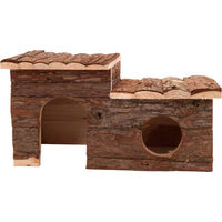 Produktbild von zooplus Nagerblockhaus mit Terrasse aus Holz für Kaninchen Braun L 43 x B 28 x H 22 cm