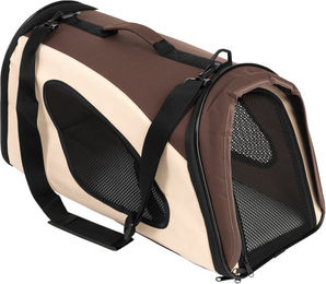 Produktbild von zooplus Tragetasche für Kleintiere aus wasserfestem Polyester in Braun mit den Maßen L 54 x B 26 x H 30 cm