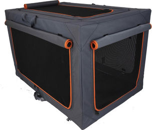 Produktbild von zooplus Transportbox Alu deluxe aus Nylon und Polyester Größe XL Grau Orange