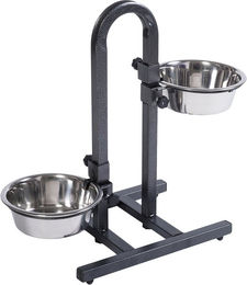 zooplus U-Hundebar mit 2 Edelstahlnäpfen in Schwarz und Silber aus Metall - 3,6 l – Bild 1 von 1