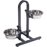 Produktbild von zooplus U-Hundebar mit 2 Edelstahlnäpfen in Schwarz und Silber aus Metall - 3,6 l