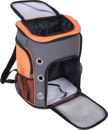 Produktbild von zooplus Voyage Rucksack Tragehilfe für Hunde und Katzen aus Polyester wasserabweisend Mini Grau Orange Schwarz