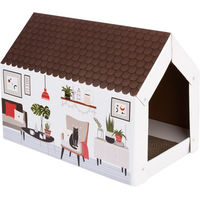 Produktbild von zooplus XL Katzenhaus Home mit Kratzbrett aus Pappe Winter L 58 x B 36 x H 41 cm