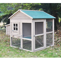 Produktbild von Zoopplier Pickerparadies XXL Hühnerstall aus massivem Holz wetterfest für 2-4 Hühner Wachteln oder Enten