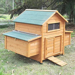 Zoopplier XXL Hühnerstall aus Holz winterfest braun geeignet für Hühner Kaninchen und Wachteln – Bild 1 von 13