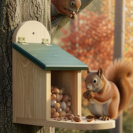 Zooprinz Eichhörnchenhaus aus Holz mit großer Sitzplattform und Klappdach in Braun – Bild 1 von 10