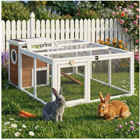Produktbild von Zooprinz Freigehege Comfort XXL aus Holz mit Haus für Kaninchen und Meerschweinchen wetterfest in Braun und Weiß