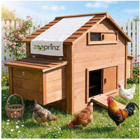 Produktbild von Zooprinz Happyfarm Hühnerstall Hühnervoliere aus Massivholz mit Metall-Kotschublade und Klappdach in Braun