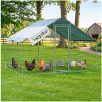 Produktbild von Zooprinz Hühnerstall Freilaufgehege aus Metall mit Schutzdach und UV-beständigem Oxford-Gewebe in Grün 200x200x195 cm