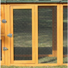 Zooprinz Hühnervoliere Flexi Hühnerstall aus Kiefernholz mit Metall Kotschublade 215x70x65 cm Braun – Bild 1 von 2