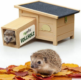 Zooprinz Igelhaus Hugo aus massivem Vollholz mit Tunneleingang und abnehmbarem Bitumendach in Braun – Bild 1 von 5