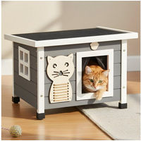 Produktbild von Zooprinz Katzenhaus aus Massivholz mit klappbarem Bitumendach und Plüschmaus wetterfest für Indoor und Outdoor