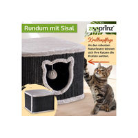 Produktbild von Zooprinz Katzenhaus für erwachsene Katzen aus Sisal mit Spielball und Plüsch 40 x 40 x 27 cm