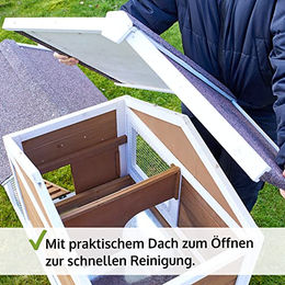 Zooprinz Kleintierstall Hofstadl mit Auslauf aus massivem Holz für Kaninchen und Meerschweinchen 146x86x50 cm in Braun-Weiß – Bild 1 von 13