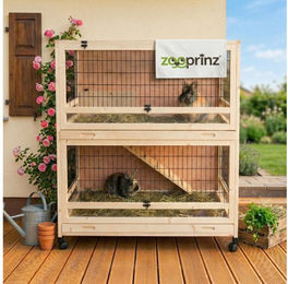 Zooprinz Kleintierstall Knuffel aus Holz mit Rollen und Klappdach für Kaninchen 115x118x60 cm – Bild 1 von 13