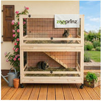 Produktbild von Zooprinz Kleintierstall Knuffel aus Holz mit Rollen und Klappdach für Kaninchen 115x118x60 cm