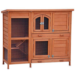 Zooprinz Kleintierstall Krümmel aus massivem Vollholz mit 2 Etagen und Bitumendach für Kaninchen und Meerschweinchen 122x104,5x48 cm – Bild 1 von 13